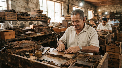 Authentic torcedor working in the Depuros Fabrica workshop in Danlí Honduras